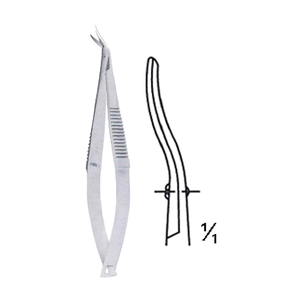 Castroviejo Corneal Micro Scissors 11 cm, 4 1/4", Left Angled Spring Handle (MB4-312)