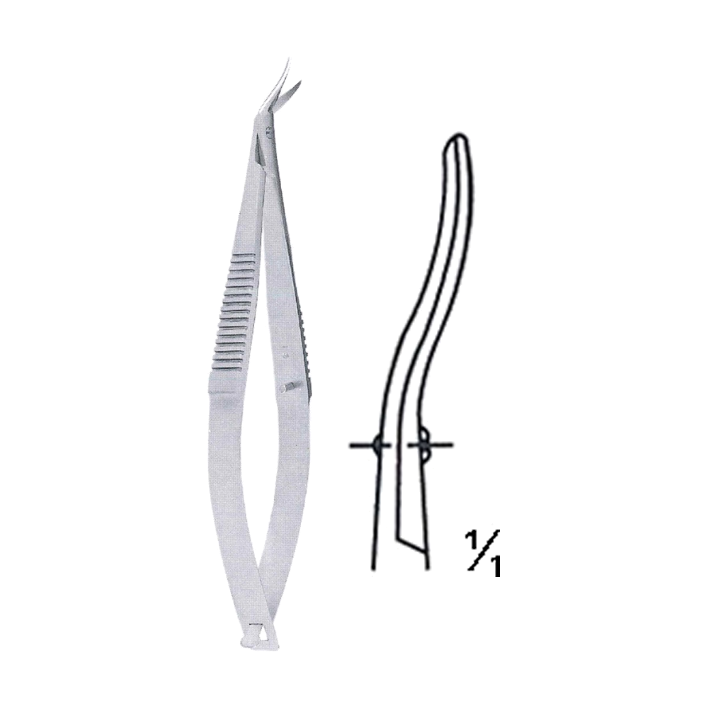 Castroviejo Cornea Micro Scissors 11 cm, 4 1/4", Right Angled Spring Handle (MB4-313)