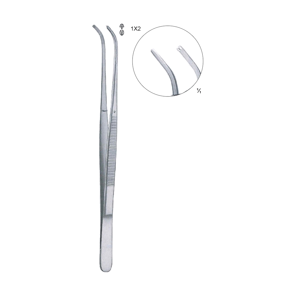 Potts-Smith Tissue Forceps 1x2 Teeth 17.5 cm, 7", Curved (MB5-074)