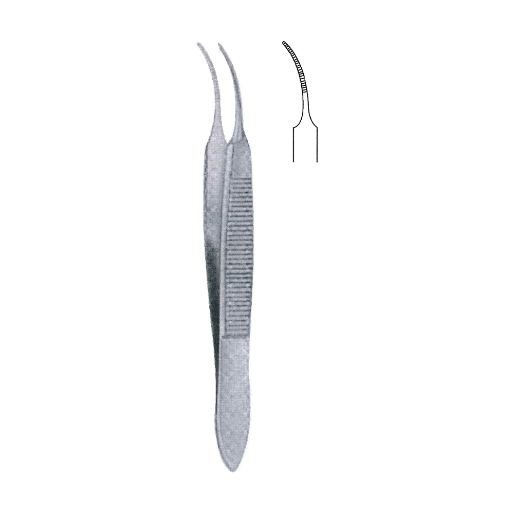 Graefe Dressing Forceps 7 cm, 3", 0.5 mm, Curved, Serrated (MB5-230)