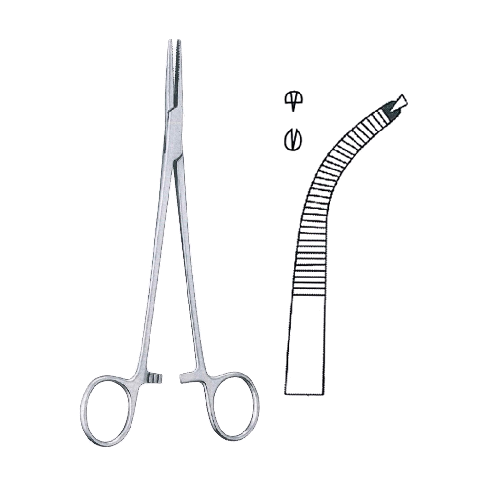 Adson Haemostatic Tissue Forceps 18.5 cm, 7 1/4", Curved Rat Tooth 1x2 Teeth (MB6-053)
