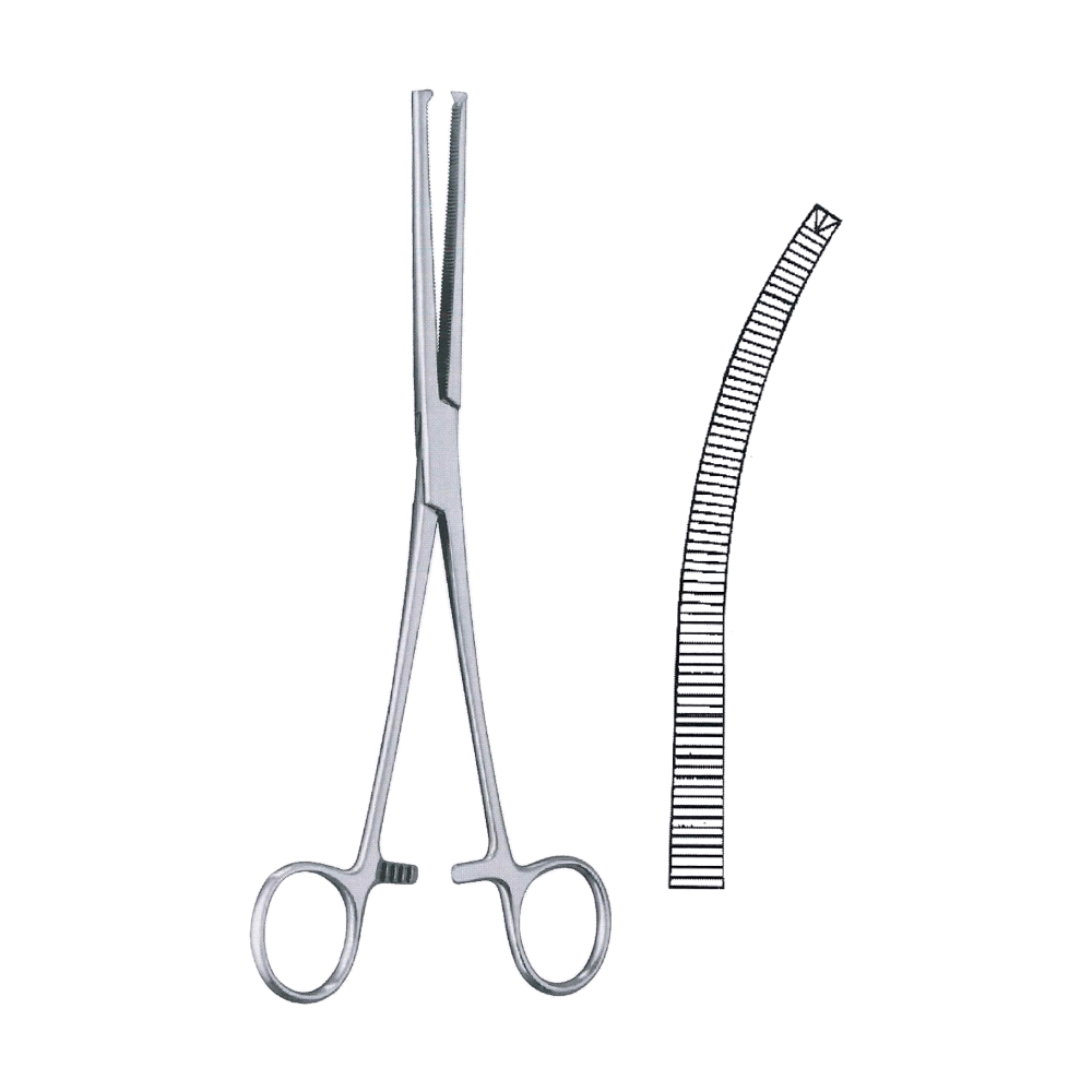 Kocher-Ochsner Haemostatic Forceps 20 cm, 8", Curved 1x2 Teeth (MB6-114)
