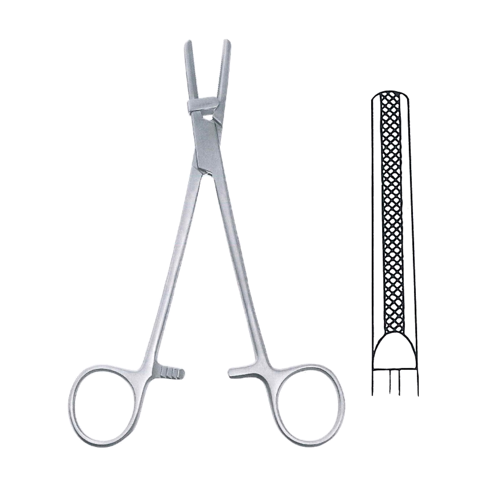 Tubing Clamp with Protector 18 cm, 7", Cross Serrated (MB6-253)