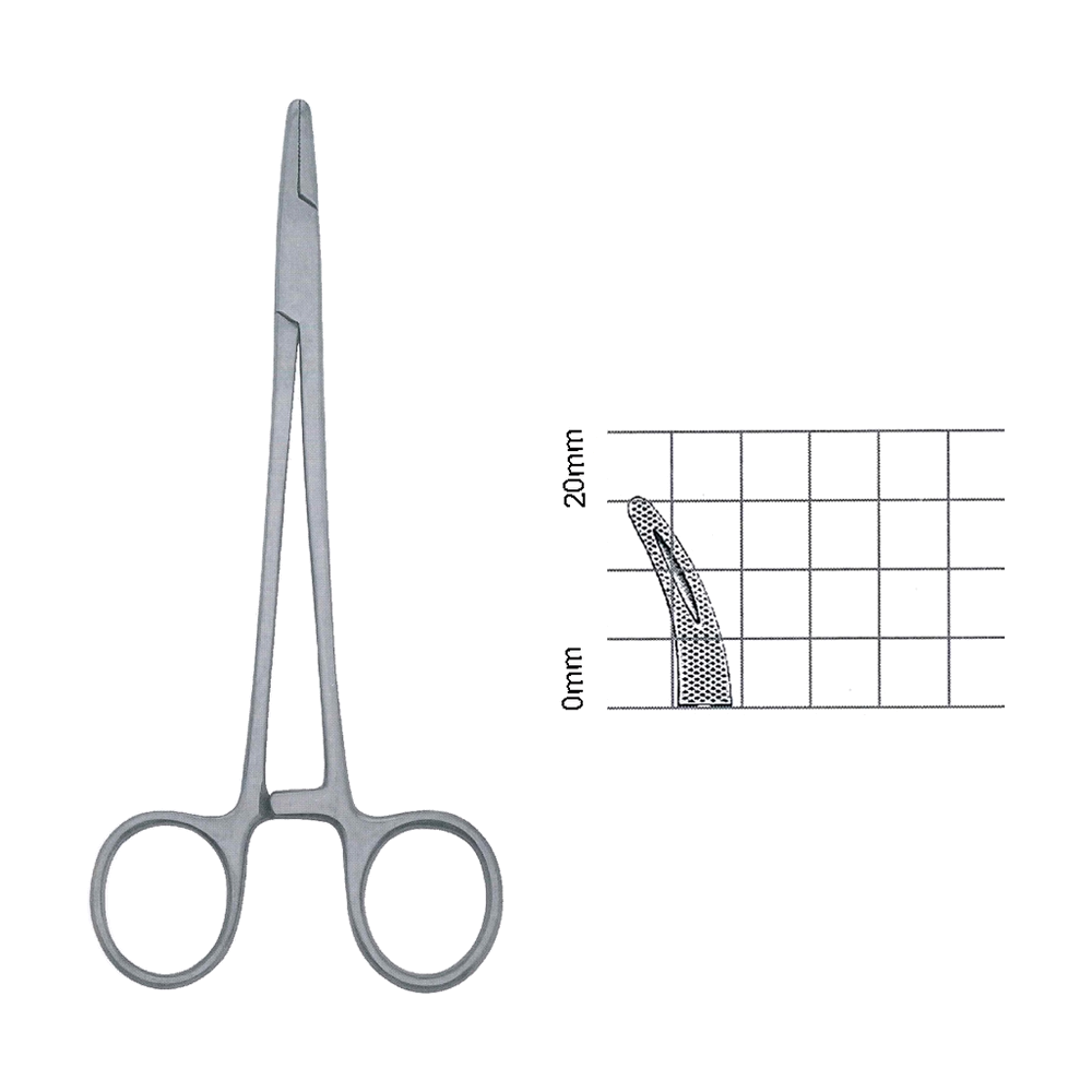Mayo-Hegar Needle Holders 14 cm, 5 1/2", Serrated-Grooved, Curved (MB7-013)