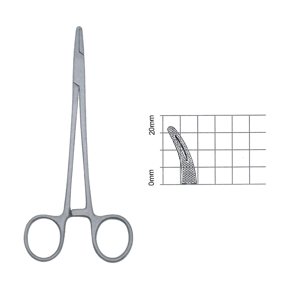 Mayo-Hegar Needle Holders 15.2 cm, 6 1/4", Serrated-Grooved, Curved (MB7-014)