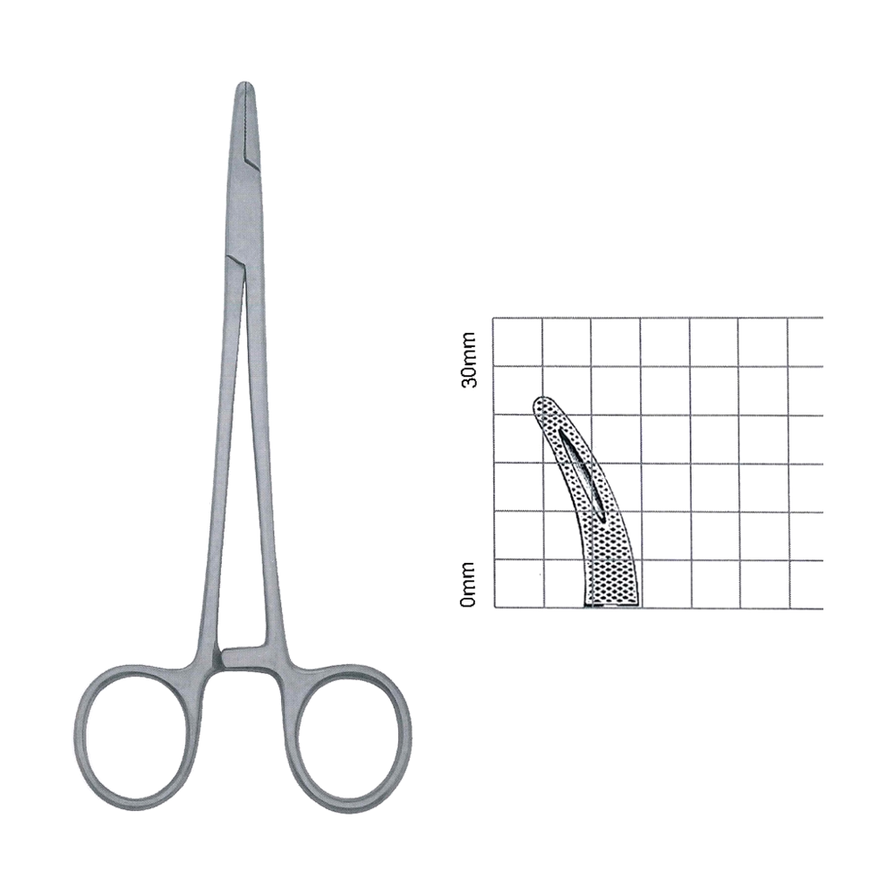 Mayo-Hegar Needle Holders 20.3 cm, 8", Serrated-Grooved, Curved (MB7-016)