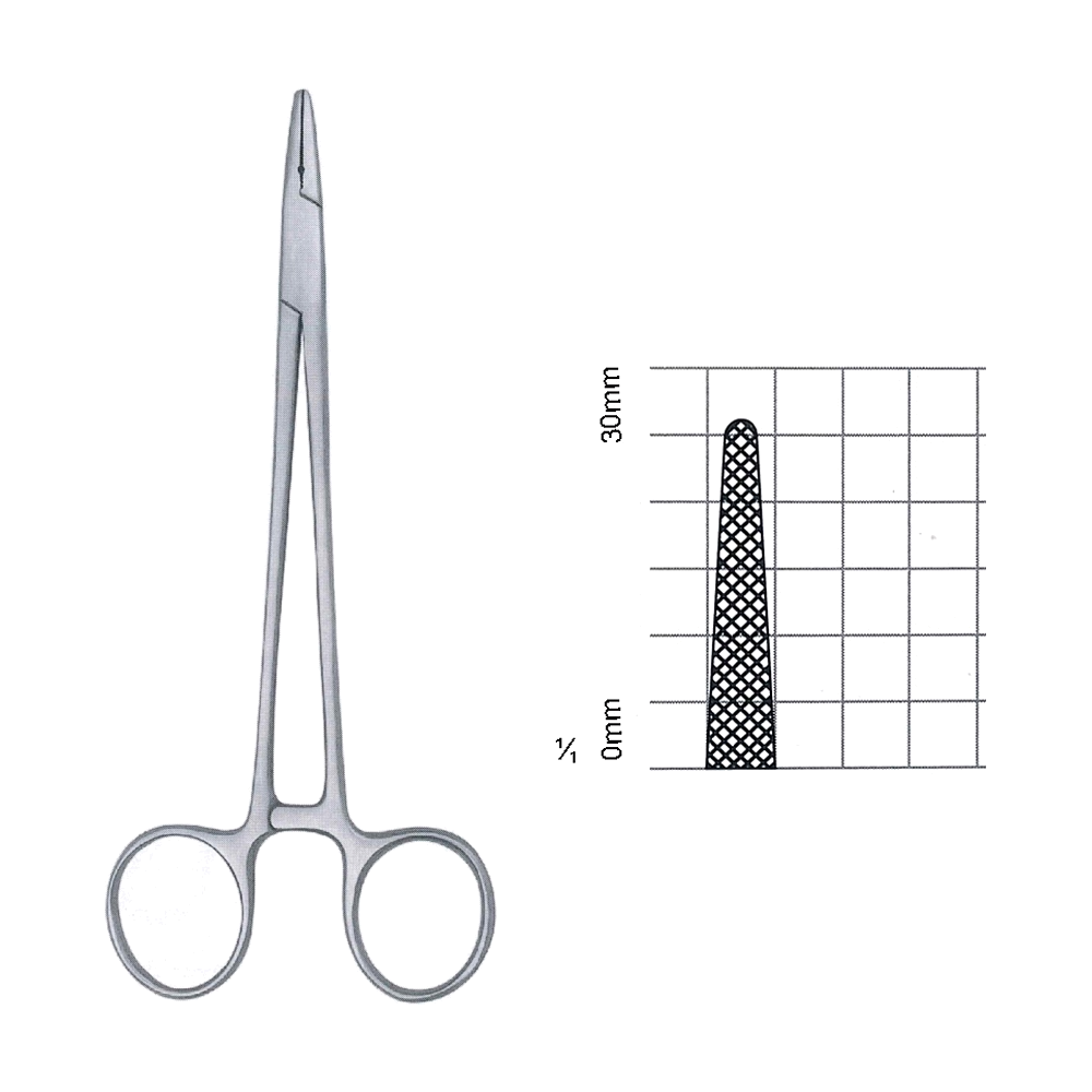 Crile-Wood Needle Holders 22.3 cm, 8 3/4", Solid Serrated (MB7-047)