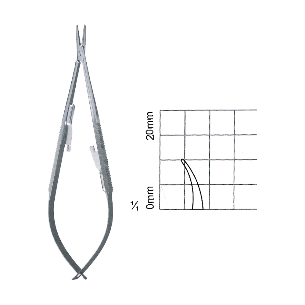 Castroviejo Needle Holders 14 cm, 5 1/2", Curved, Smooth, With Lock (MB7-110)