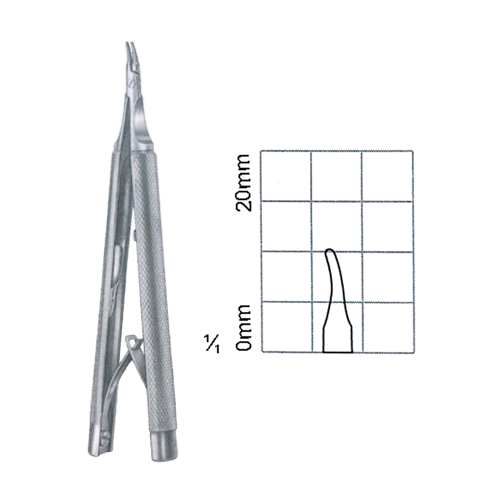 Castroviejo Needle Holders 12 cm, 5", Smooth, Curved, With Lock (MB7-127)