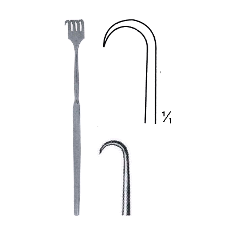 Tracheal Retractor 16.5 cm, 6 1/2", Tracheal Hook, One Prong, Sharp (MB8-047)