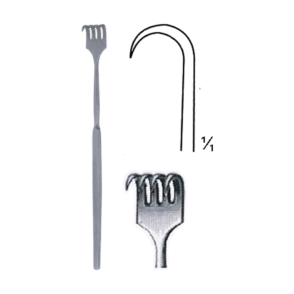 Tracheal Retractor 16.5 cm, 6 1/2", 4 Prong, Sharp (MB8-050)