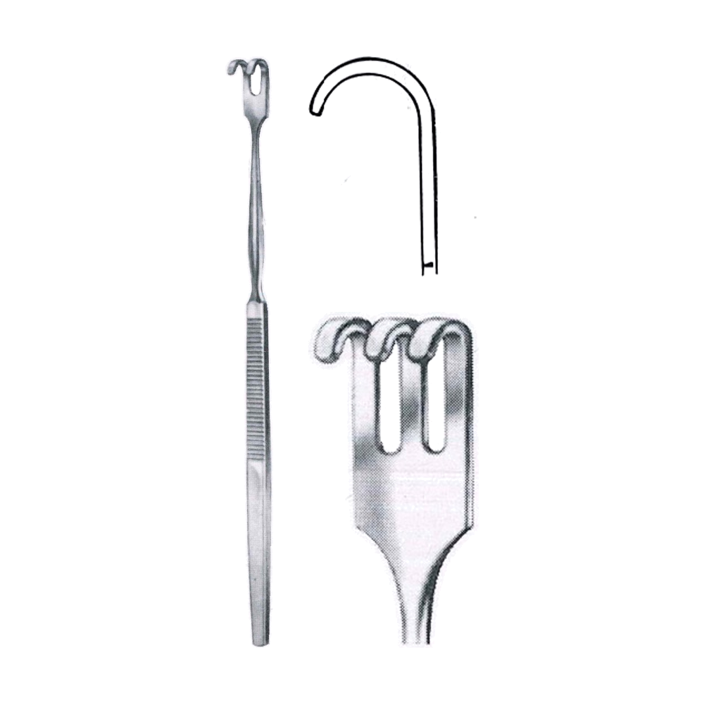 Finger Rake Retractor 16.5 cm, 6 1/2", Three Prong, Blunt (MB8-073)