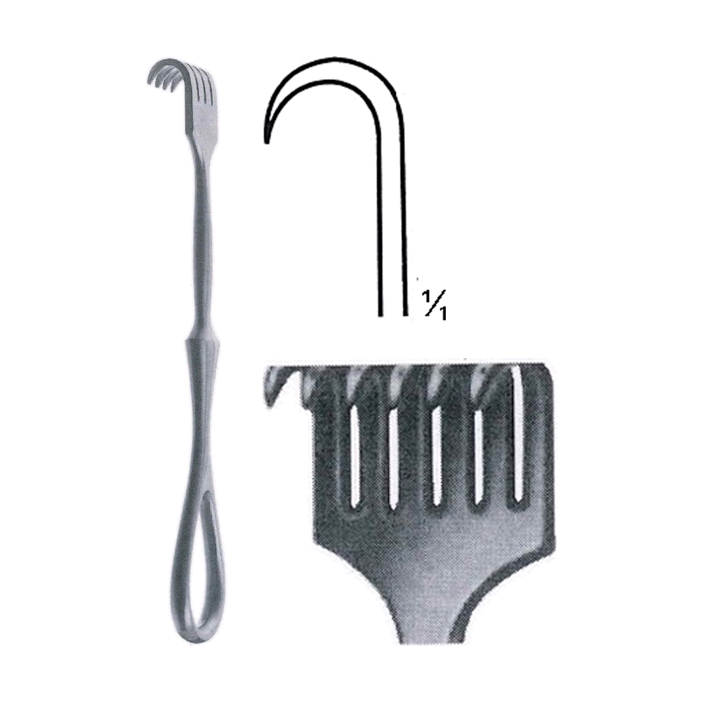 Volkmann Retractor 11.5 cm, 4 1/2", 6 Prong, Sharp (MB8-099)