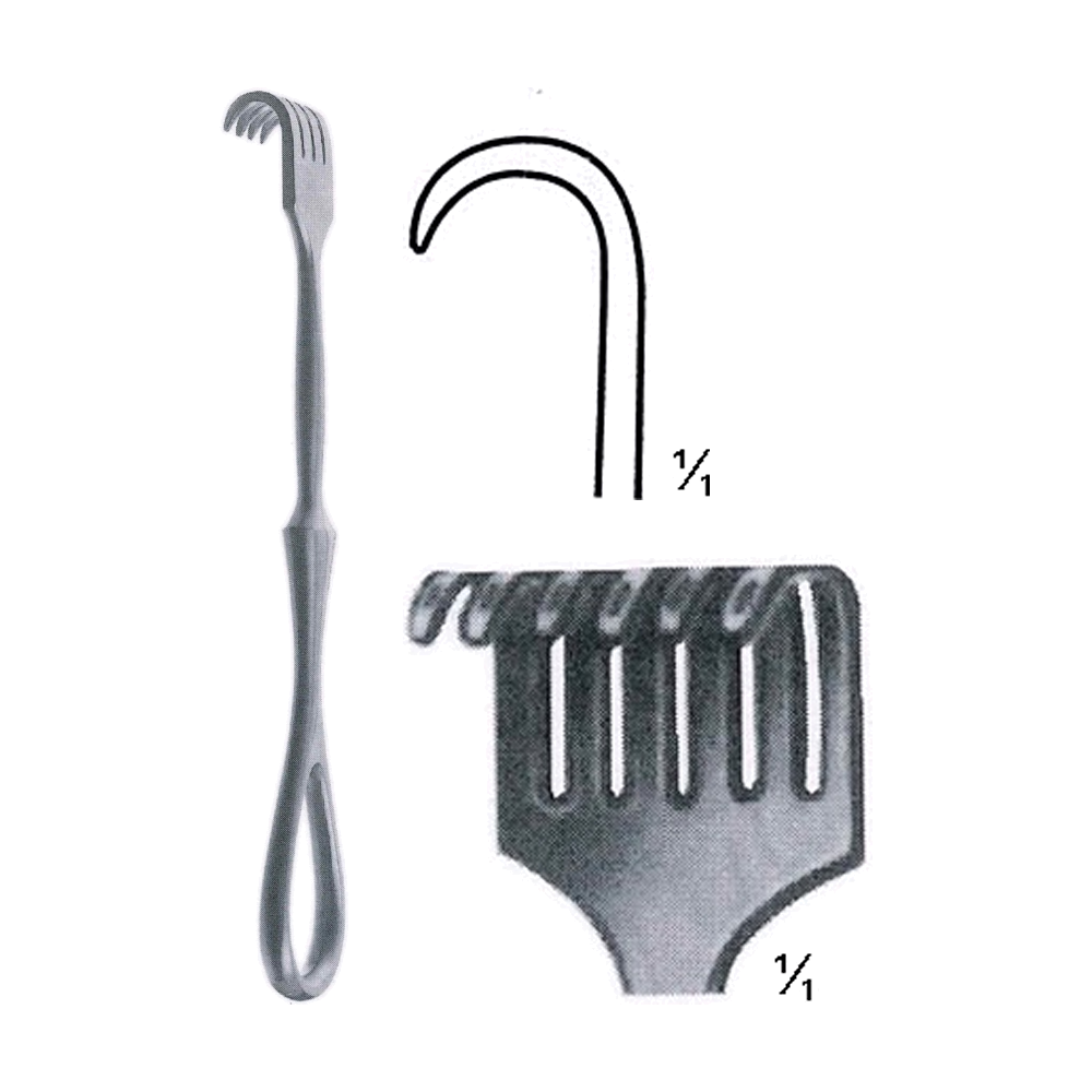 Volkmann Retractor 11.5 cm, 4 1/2", 6 Prong, Blunt (MB8-103)