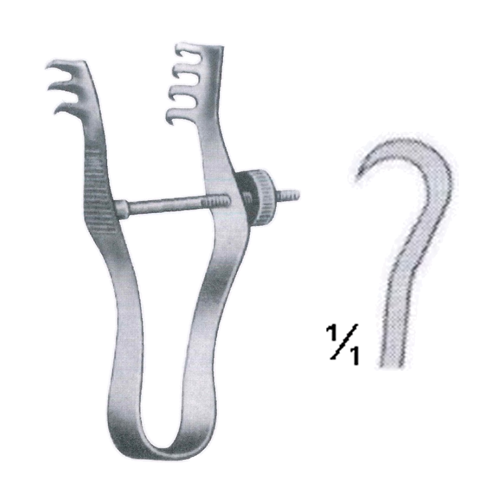 Finsen Retractor 7 cm, 2 3/4", 3 x 4 Teeth, Sharp (MB8-445)