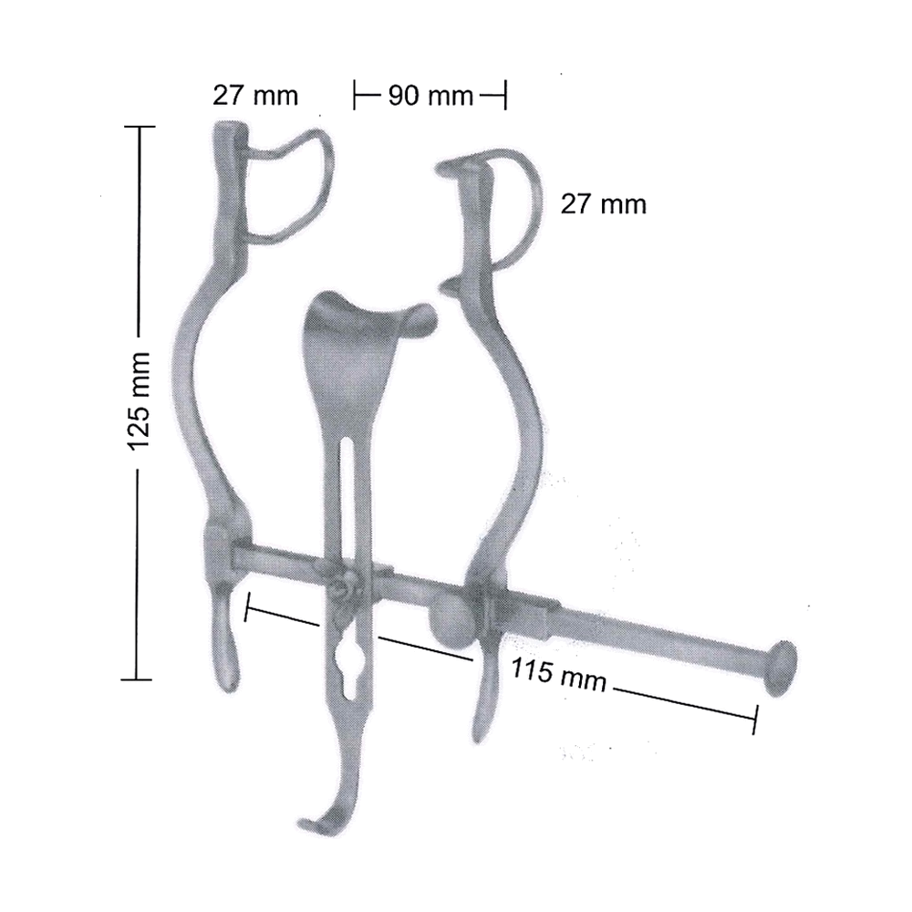 Balfour-Baby Retractor, Lateral Blades 27 mm Deep, Center Blade 21 x 24 mm (MB8-529)