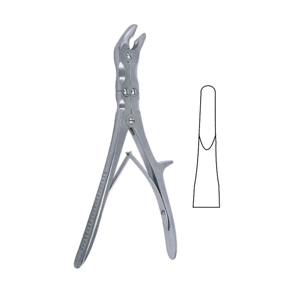 Echlin Duckbill Bone Rongeur 23 cm, 9", 4.5 x 11 mm, Double Action, Curved on Side (MB9-720)