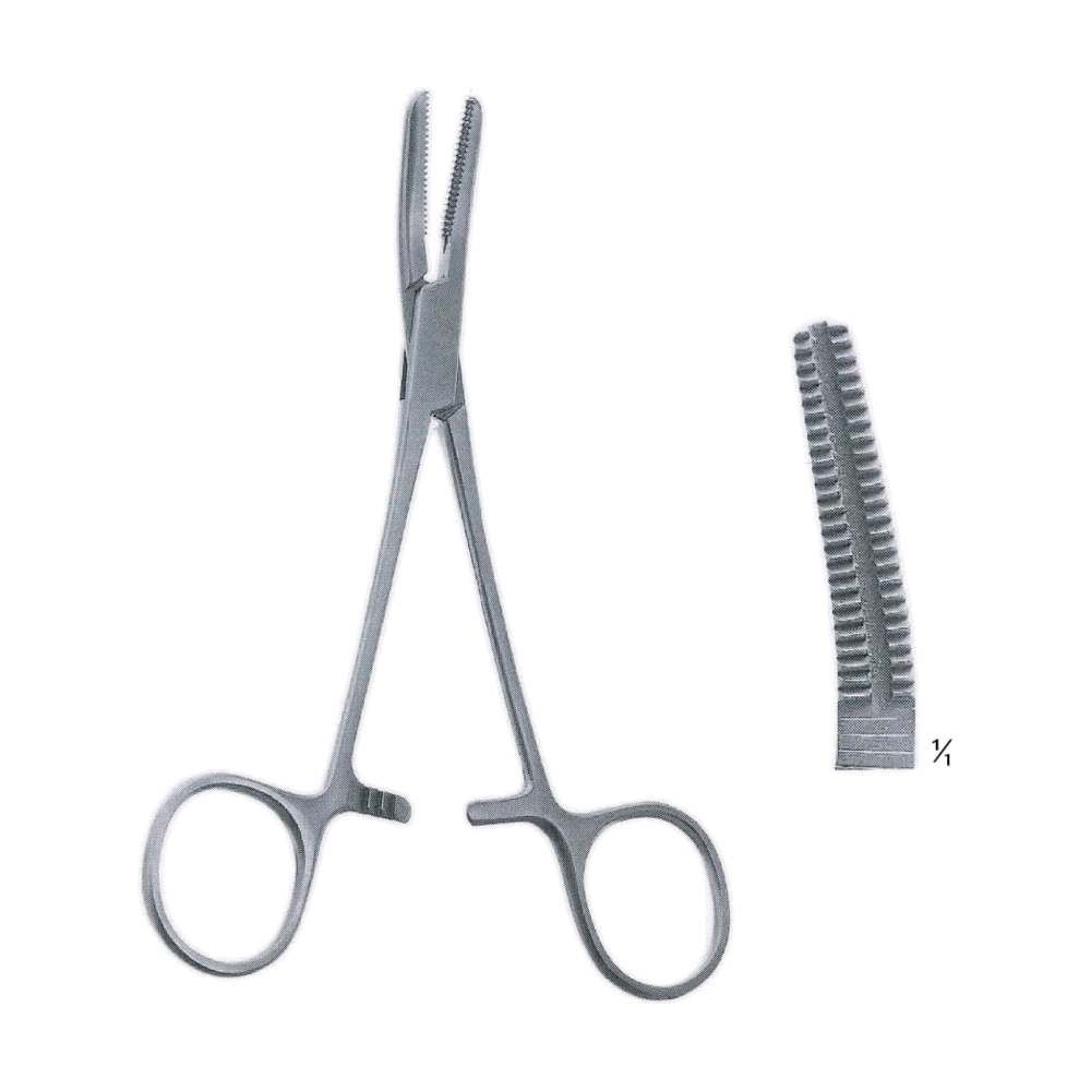 Meniscus Clamp 13.5 cm, 5 3/8", Angled 20°, Serrated (MB9-836)