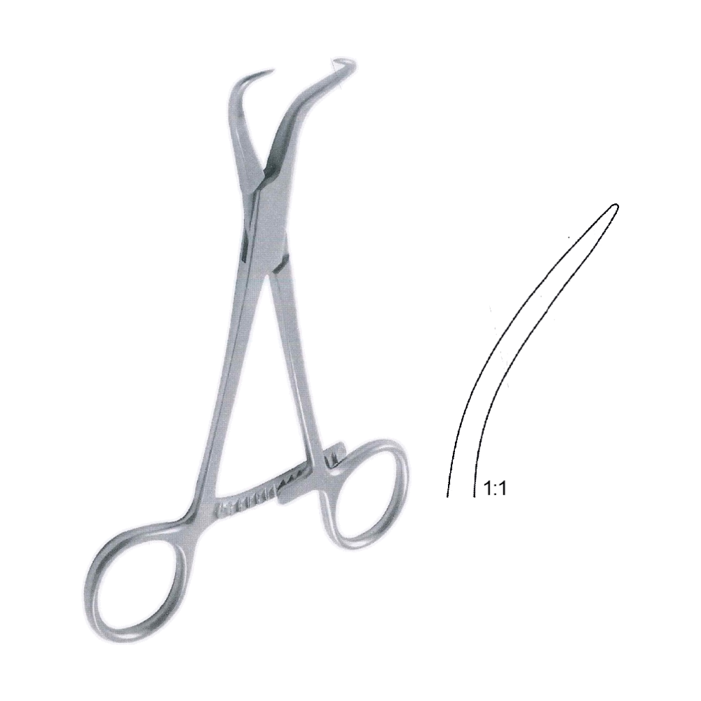 Reill Bone Reduction Forceps 17 cm, 6 3/4", Curved, Pointed Tips (MB9-929)