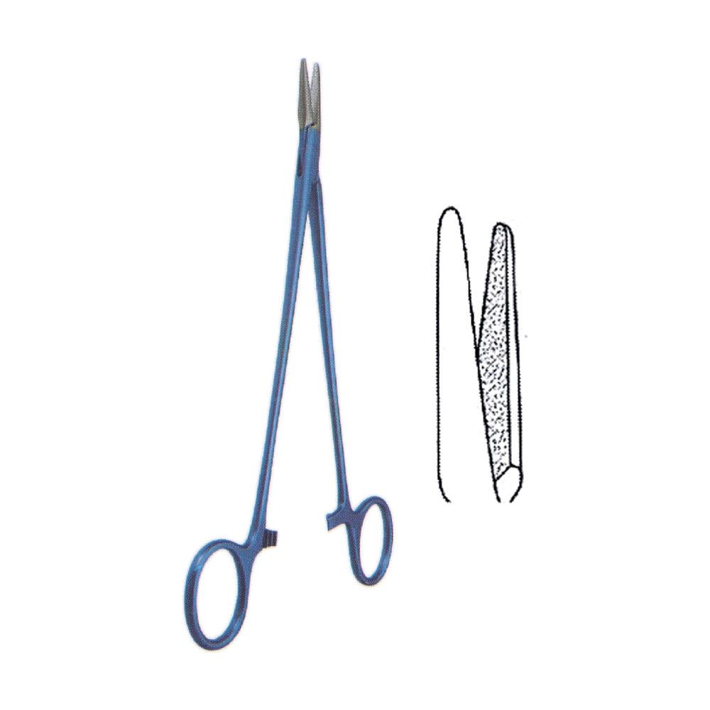Titanium Microvascular Needle Holders, Ring Handle 17.8 cm, 7", Micro Jaws, TC-Coated Jaws with Lock, Straight (MBT7-365)