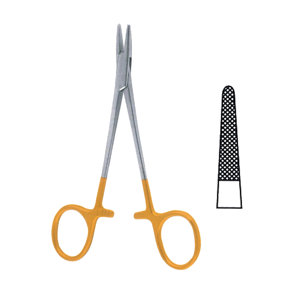 Halsey Needle Holders T.C. 13 cm, 5", Tungsten Carbide, Serrated-Solid (MBTC7-240)